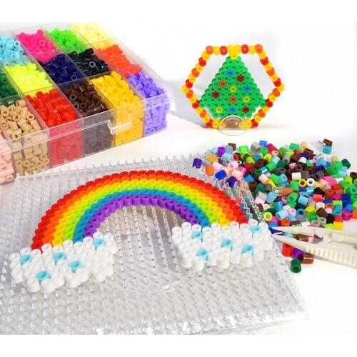 JINLETONG Hama Beads 5mm Set 4080 Pcs Fuse Iron Beads Kit Including 5 Ironing Paper 90 Patterns Pegboards Puzzle 3d Beads Kit