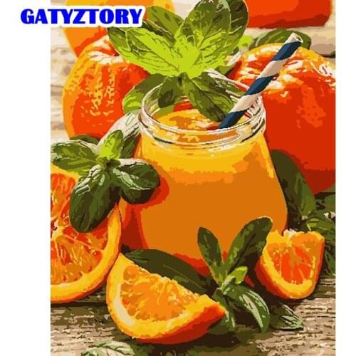 GATYZTORY Oil Painting By Numbers Orange Fruit Kit Drawing On Canvas Wall Art HandPainted Orange Juice Home Decor DIY Gift