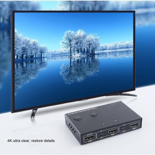 4K HD KVM Switch 4 Port USB Switch VGA Switcher USB Hub KVM Switch Splitter Box For Sharing Printer Keyboard Mous