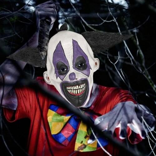 Clown Mask Halloween Horror Party Costume Props Spooky Smiling Clown Cosplay Headgear Terror Party Escape Dress Up