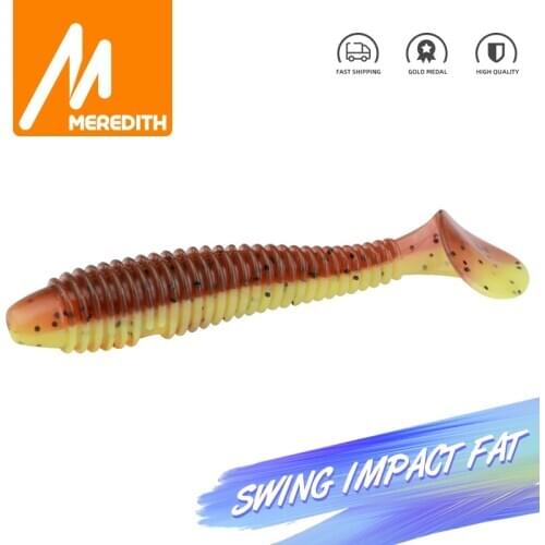 MEREDITH 85mm Swing Impact FAT Fishing Lure Soft Lure Shad Silicone Bai 10pcs 5.5g T-tail Wobblers Swimbait Artificial Baits