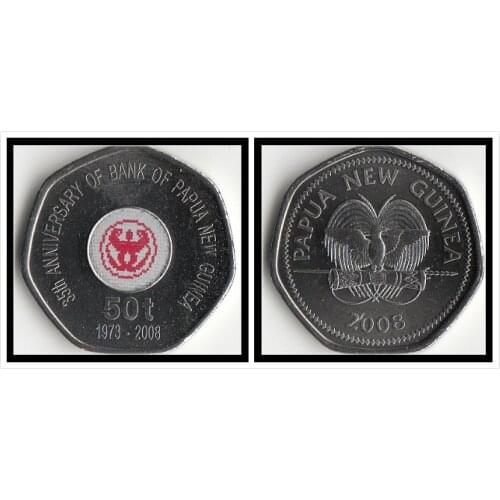 Papua New Guinea 50 Toea 50 Cents Coins Oceania New Original Coin Collectible Edition Real Rare Unc Commemorative 2008 Edition