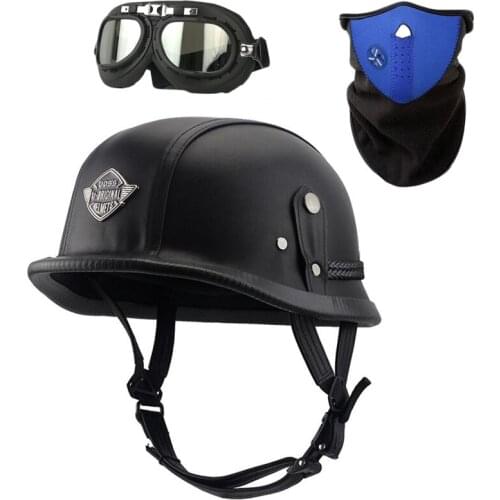 Motorcycle Helmet Motorcross Adult Vintage Camouflage Helmets For Scooter Crash Casco Open face faux Leather