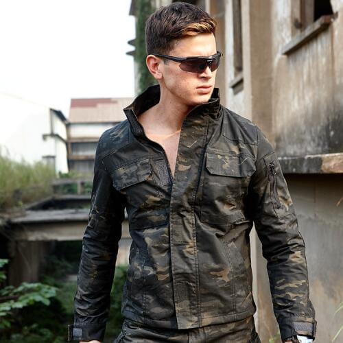 Men Camouflage Climbing Hiking Tactical Combat Training Outdoor Clothes Male Sports Thermal Riding Hunting Wearproof Jacket Coat