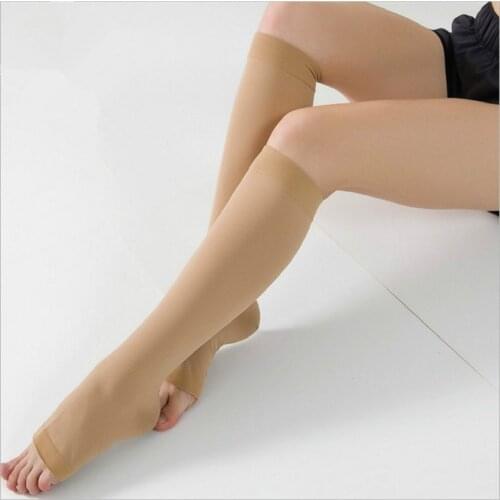 Womens pressure socks Varicose Veins 20-30mmHg Elastic Nursing Under Knee Compression Socks Female Black Complexion S-M L XXL