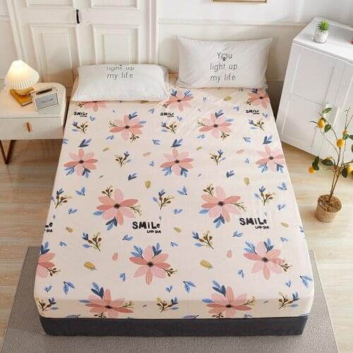 [New product] 1pcs 100%Cotton Printed Fitted Sheet Mattress Cover Four Corners With Elastic Band Bed Sheet