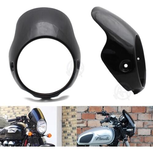 For Triumph Bonneville T100 T12 Motorcycle Headlight Cafe Racer Flyscreen Surround Front Head Hindshield Black ABS