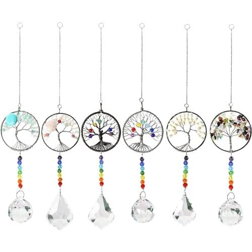 Hanging Crystal , Tree Colorful Life Rainbow , Hanging Garden , Pair Colored Beaded Ornaments