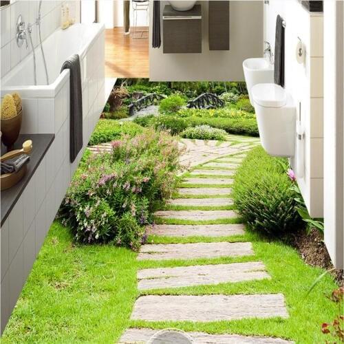 Custom 3D flooring any size wallpaper murals photos creative flowers garden plants flowers path toilet bathroom 3D обои flooring