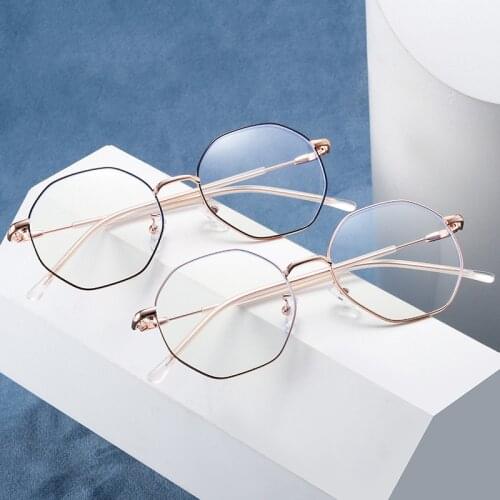 Transparent Glasses Frames Women Retro Oversized Anti Blue Light Optical Eyeglasses Female Fashion Irregular Metal Myopia Frame