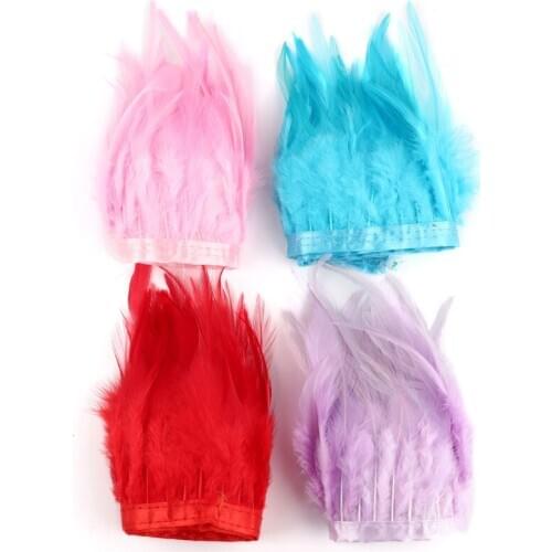 Fluffy Ostrich Plumas Fringe Trim 8-10cm Dyed Feathers Ribbon Trimming Plumes Crafts Decro For Skirt Apparel Dress 1meter/lot