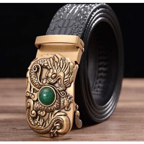 Ratchet Belts for Men - Genuine Leather Dress Belt - Automatic Buckle New Mens Comfort Genuine Leather Ratchet Dress Belt