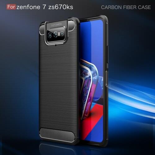 Luxury Carbon Fiber Shockproof Case For Asus Zenfone 5Z 6 7 ZS670KS ZS671KS ZS630KL ZS620KL Soft TPU Bumper Silicone Back Cover