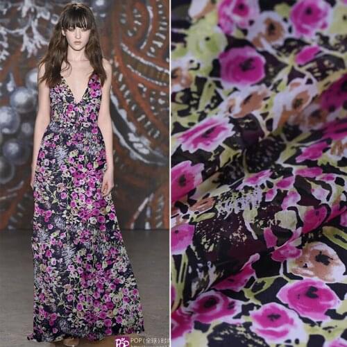 Thin Transparent Silk Chiffon Printed Silk Fabric Silk Dress Fabric Chiffon