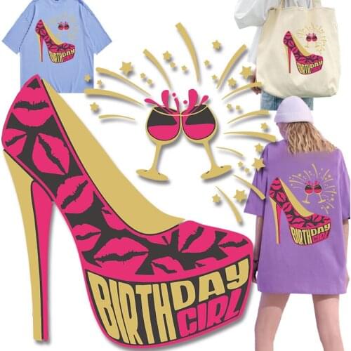 High-heeled Shoes Iron-on Transfers Heat Transfer PVC Patch Jacket Thermal transfer printing Character Patch for Clothing