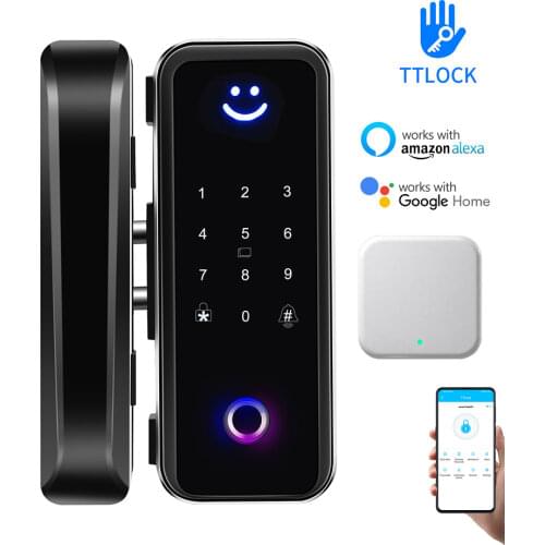 TTLock APP WiFi Remote Control Smart Keyless Fingerprint Door Lock For Frameless or Frame glass wooden door