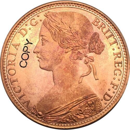 Great Britain Victoria 1881 One Penny Red Copper Copy Coin