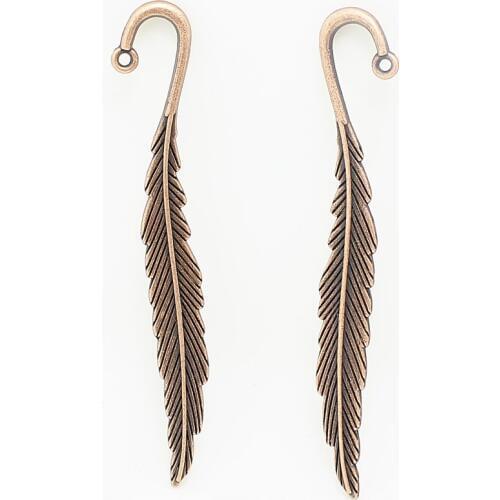 Sweet Bell 20 pcs 13*80mm new fashion classics wholesales feather shape Antique Copper lead free metal alloy bookmark 13B1643