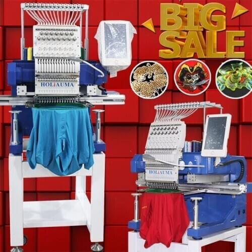 Factory sale 15 colors single head embroidery machine HOLiAUMA multi functions cap/tshirt/flat/3d computer embroidery machine
