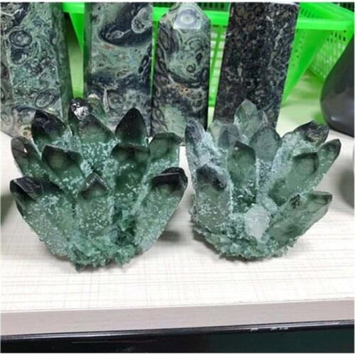 Green Ghost Phantom Cluster Crystals Healing Stones Natural For Decoration
