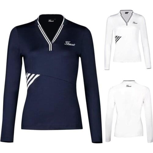 Womens Golf Shirt Spring Autumn Fashion Sports Golf Apparel Long Sleeve Shirt Quick Dry Breathable Polo Shirt for Ladies