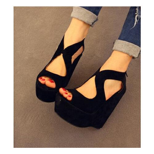 2019 Spring and summer new Korean version of the fish mouth wedge high heel sandals womens shoes