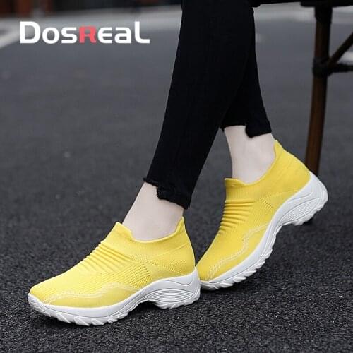 Dosreal Women Flats Shoes Outdoor Fashion Sneakers Spring Females Socks Shoes Breathable Casual Shoes For Ladies Chunky Sneakers