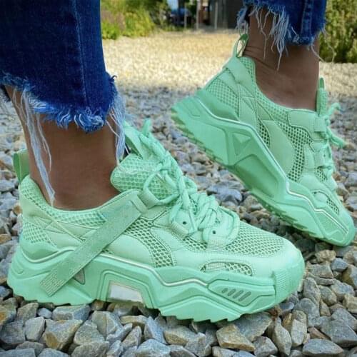 Womens Sneakers Candy Color Thick Bottom Autumn 2021 Breathable Ladies Shoes Female Platform Comfort Casual Fashion New