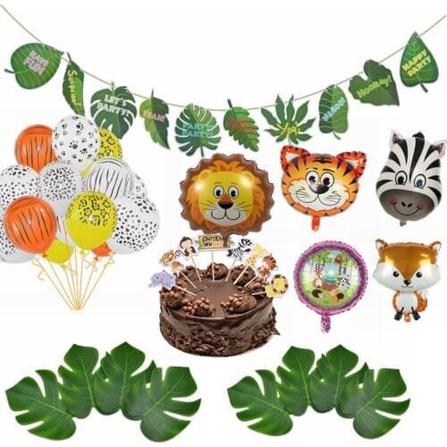 Animal Foil Balloons Jungle Theme Party Safari Party Decoration Kids Birthday Baby Shower Wedding Balloons Zoo Party Supplies
