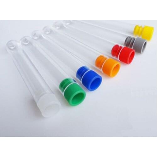 100pcs 20x153 mm Plastic Test Tube With Cap random Colors Of Cap High Quality Clear Like Glass