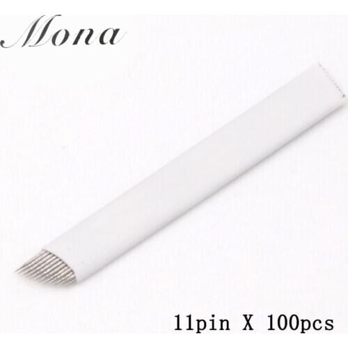 100PCS PCD 11 Pin 3d eyebrow embroidery Permanent Makeup Eyebrow Tatoo Blade Microblading Needles For 3D Manual Tattoo Pen