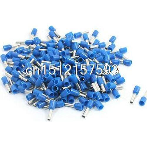 190 Pcs E2508 14AWG Wire Blue Plastic Sleeve Pre Insulation Wiring Terminals