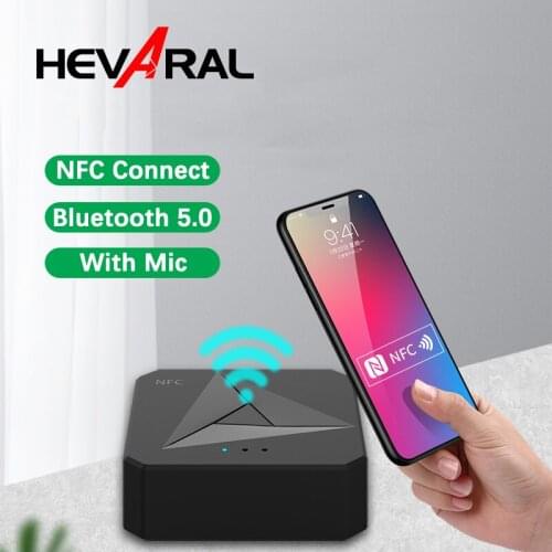 2 In 1 Bluetooth 5.0 Transmitter NFC Receiver Wireless Adapter With Mic For Headphones TV Speaker Stereo Audio With 3.5 AUX Jack
