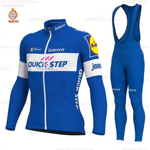 2021 QUICK STEP New Team Cycling Jersey Winter Thermal Fleece Cycling Clothing Bike Bib Pant Set MTB Ropa Ciclismo Maillot Wear