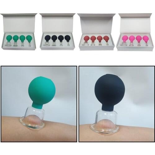 4Pcs Cups Anti-Cellulite Body Face Cupping Therapy Sets Vacuum Suction Anti Cellulite Suction Cup Rubber Head Glasses Jar Cans
