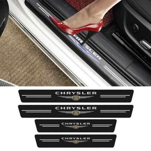 4PCS For Chysler Pacifica 200 300c Sebring PT Cruiser Town Country MPV Voyager Car Door Sill Scuff Plate Carbon Fiber Stickers