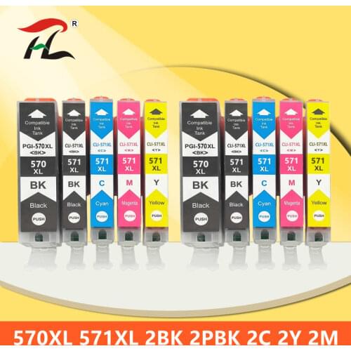 YLC 10pk PGI570 CLI571 PGI-570 CLI-571 Compatible Cartridge For CANON Pixma MG5750 MG5751 MG5752 MG5753 MG6850 MG7750 MG6853