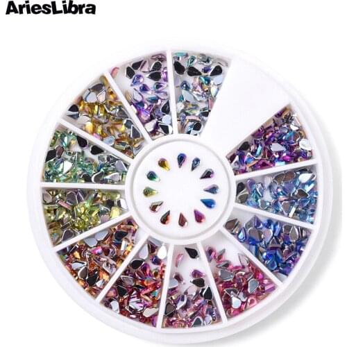 AriesLibra AB Color 600pcs 12 Styles Drop Shaped Rhinestones for Nail Accessories Manicure Tool of Nail Art Decorations