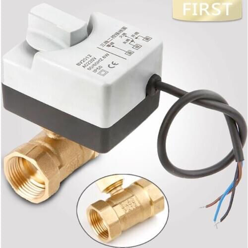 AC220V DN15 DN20 DN25 brass electric valve 2-way motorized ball valve three wires Electric Actuato with Manual switch