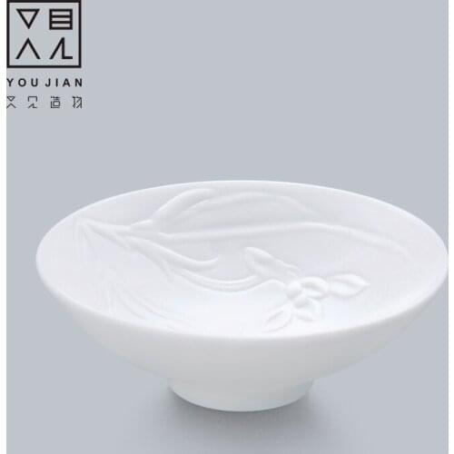 White porcelain orchid cup single cup kung fu tea set Pu 'er tea cup ceramic single bamboo hat cup small tea bowl