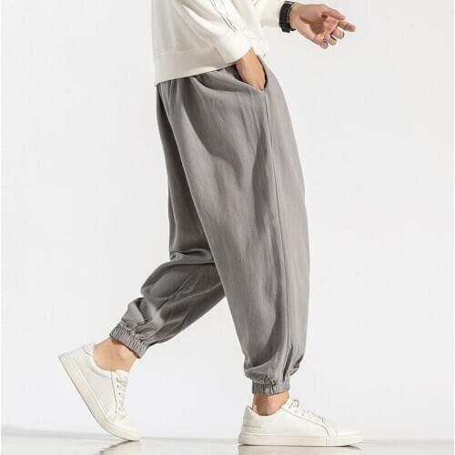 Men Harem Pants Japanese Casual Cotton Linen Trouser Man Jogger Pants Chinese Baggy Pants Y2006