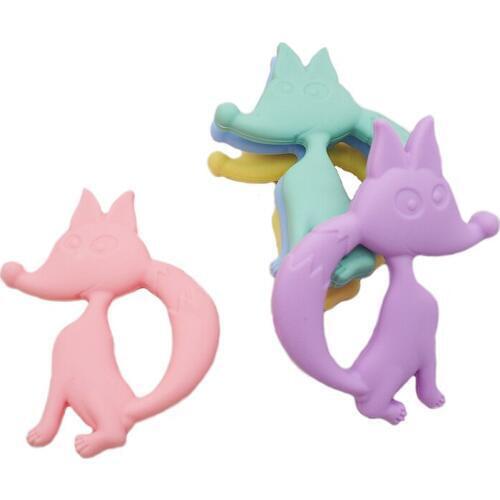 Chenkai 10PCS Baby Teether Silicone Fox Teething Infant Animal Silicone Teether DIY Chewing Nursing Pacifier Toy Chain BPA Free