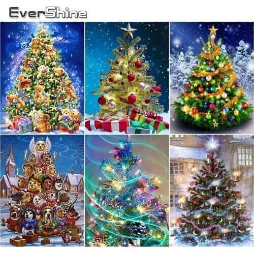 EverShine Diamond Painting 5D Cartoon Full Square Diamond Embroidery Christmas Tree New Arrival Beaded Cross Stitch Handicraft