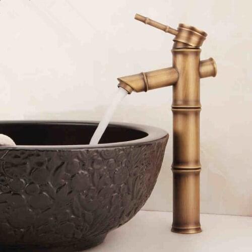 European style archaize whole copper and high bamboo stage basin faucet cold and hot water