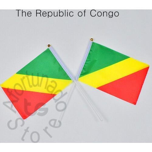 The Republic of Congo flag Banner 14*21cm hand waving National flag Home Decoration flag banner
