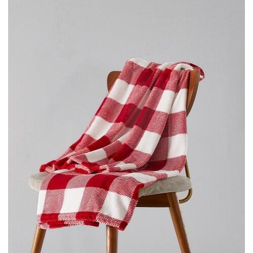 Flannel Blanket Lunch Break Thickened Flat Stretch Stitch Plaid Throw Fluffy Big for Bed 275*230 Plaids and Bedspreads 200x230