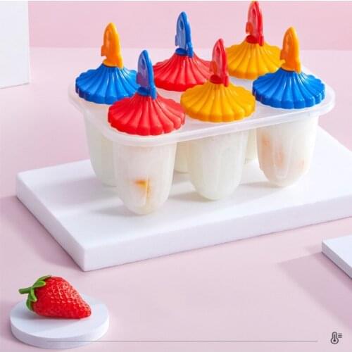 6 Cells Ice Cream Mold Food Grade Plastic Ice Cream Mold For Summer DIY Popsicle Molds Dessert Molds Tools Accessories Dropship