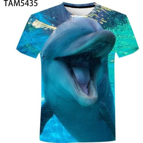 New Hot Summer 3D Printing Mens and Womens Dolphin Ocean Pattern T-shirt Couple Childrens Fashion Street Creative Top