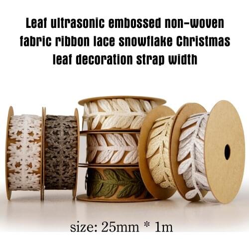 HAOSIHUI 25mm Leaf Shaped Ribbon Artificial Green Leaves Ribbon Roll For Scrapbooking DIY Craft Supplies Wedding Decoration