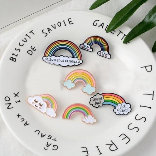 Rainbow Collection Brooch Colorful Enamel Pin Creative Cartoon Bainbow and Dark Clouds Brooches Pins Clothes Bag Jewelry Gift